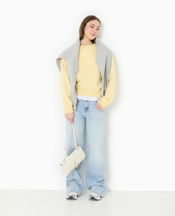Pimkie Sweat Col Rond Avec Broderie - Jaune Pâle