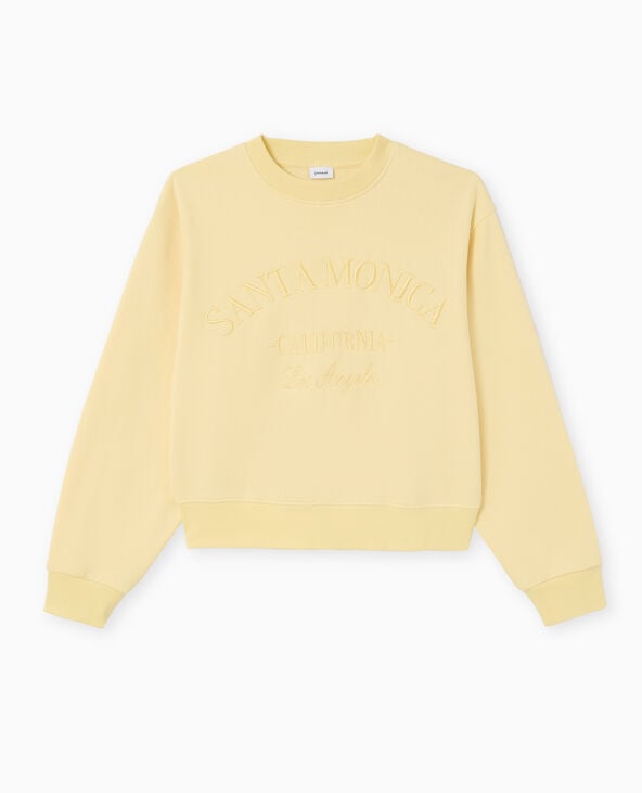 Pimkie Sweat Col Rond Avec Broderie - Jaune Pâle