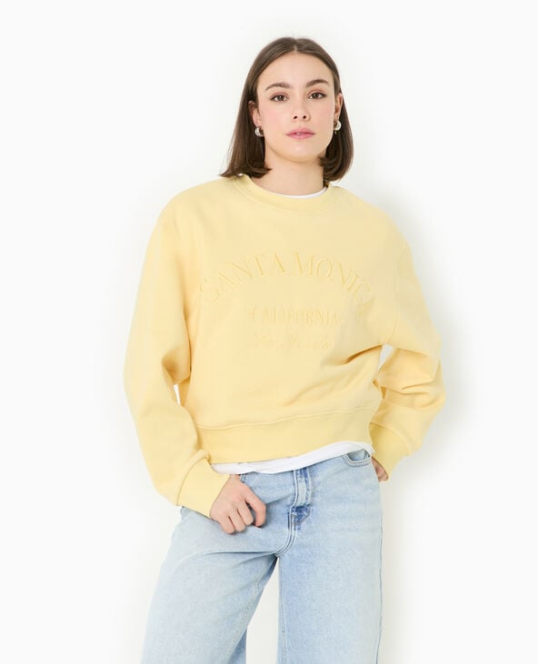 Pimkie Sweat Col Rond Avec Broderie - Jaune Pâle