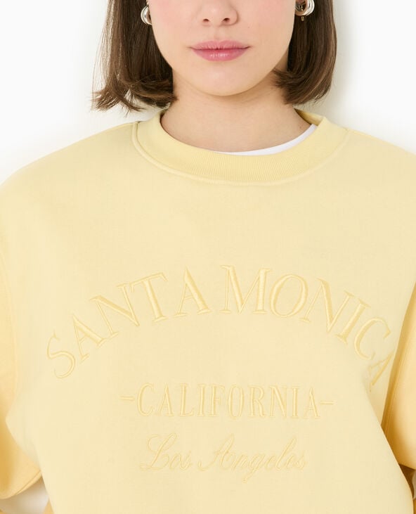pimkie Sweat col rond avec broderie - Jaune pâle