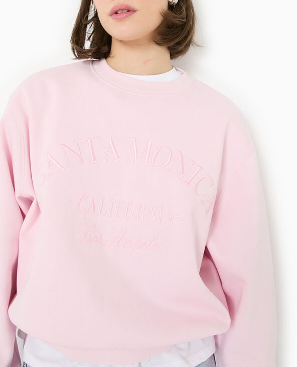 pimkie Sweat col rond avec broderie - Rose