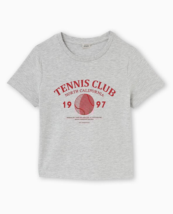 Pimkie T-shirt Ajusté Avec Print Devant - Gris Chiné