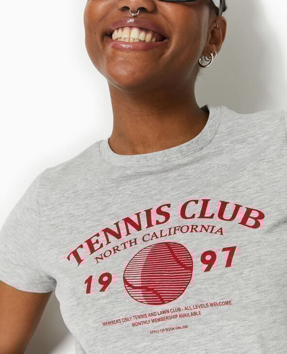 pimkie T-shirt ajusté avec print devant - Gris chiné