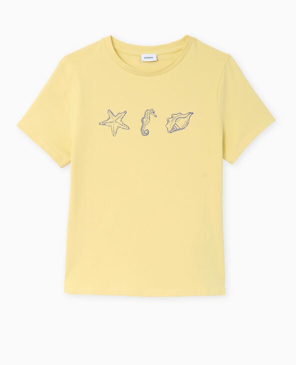 Pimkie T-shirt Ajusté Avec Print Devant - Jaune Pâle