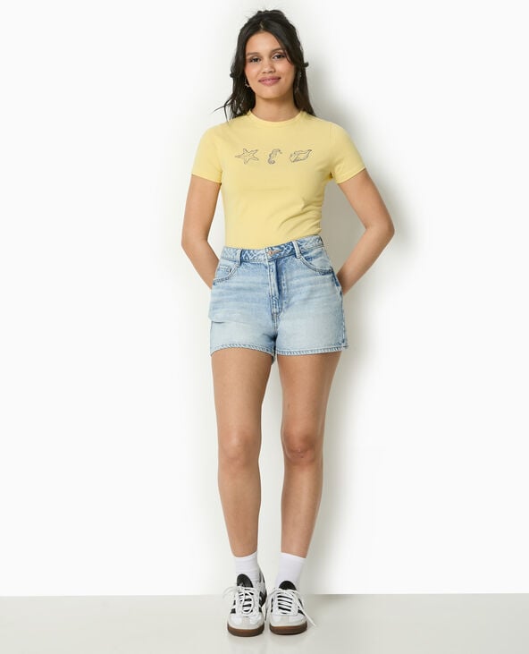 pimkie T-shirt ajusté avec print devant - Jaune pâle