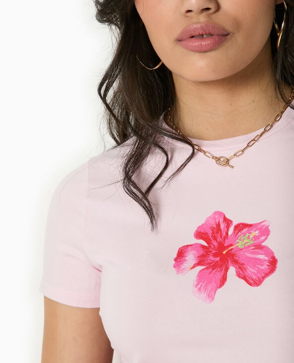 Pimkie T-shirt Ajusté Avec Print Devant - Rose Clair