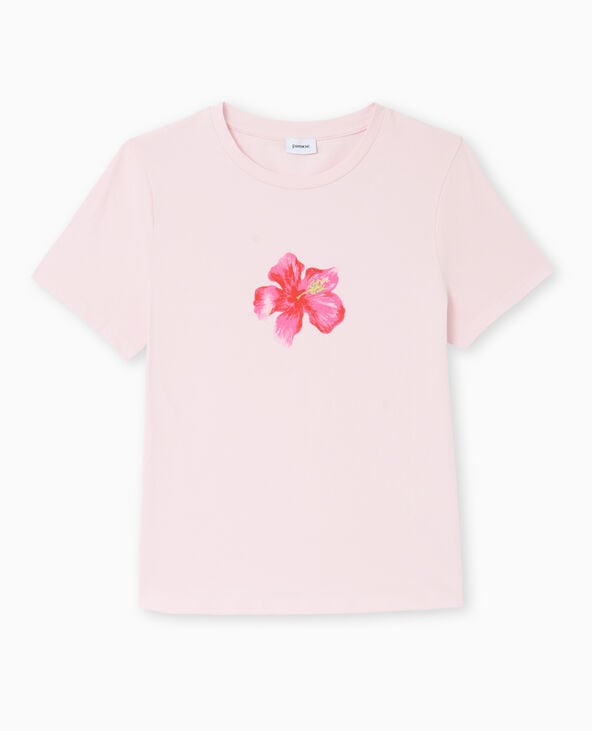 Pimkie T-shirt Ajusté Avec Print Devant - Rose Clair