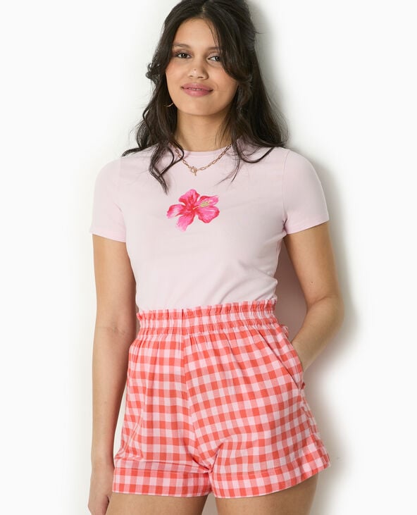 Pimkie T-shirt Ajusté Avec Print Devant - Rose Clair
