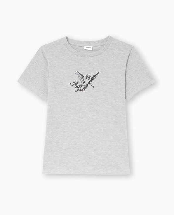 Pimkie T-shirt Ajusté Avec Print - Gris Chiné