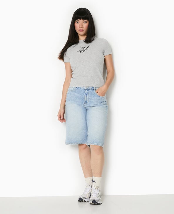 Pimkie T-shirt Ajusté Avec Print - Gris Chiné