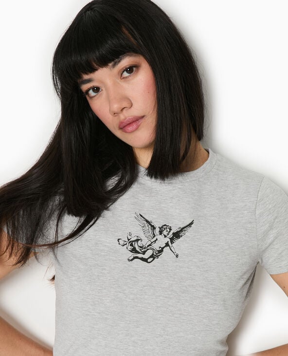 pimkie T-shirt ajusté avec print - Gris chiné