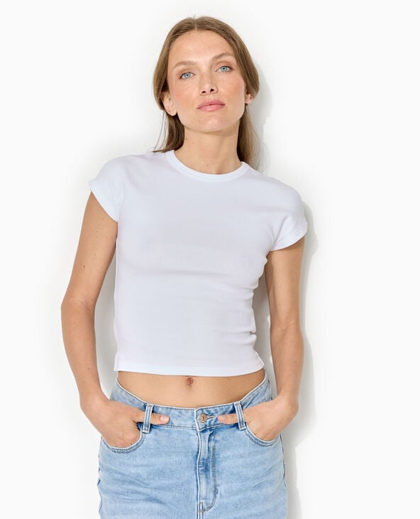 Pimkie T-shirt Ajusté Manches Raccourcies - Blanc