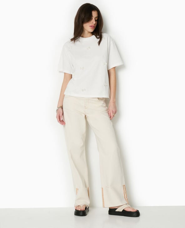 Pimkie T-shirt Ample Avec Nœuds En Perles - Blanc