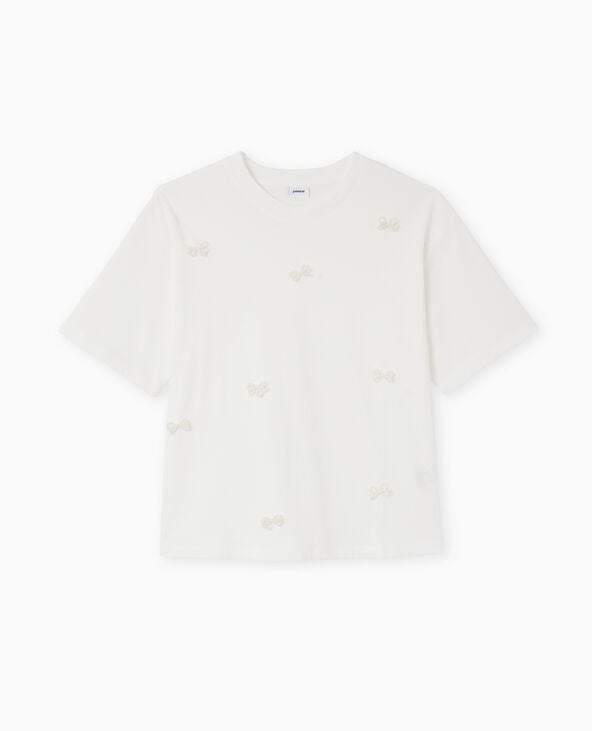 Pimkie T-shirt Ample Avec Nœuds En Perles - Blanc