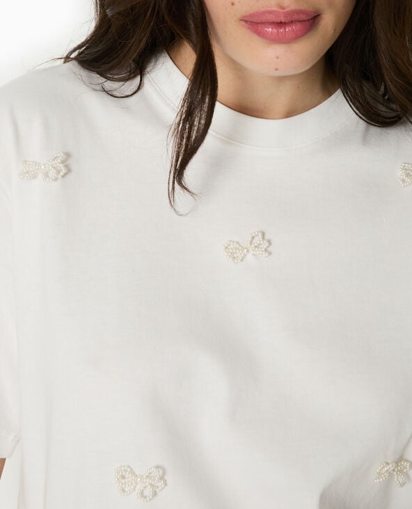 pimkie T-shirt ample avec nœuds en perles - Blanc
