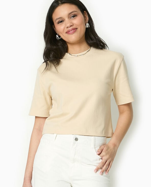 Pimkie T-shirt Ample Et Court - Beige