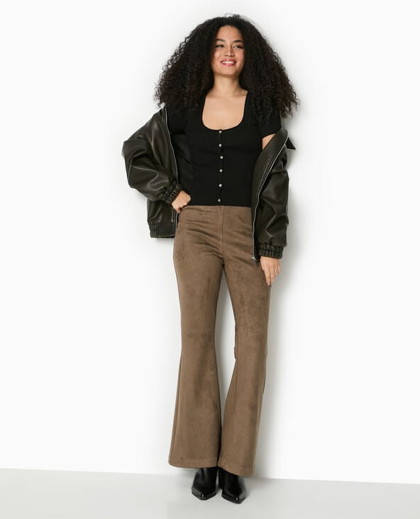 pimkie T-shirt boutonné en maille côtelée - Noir