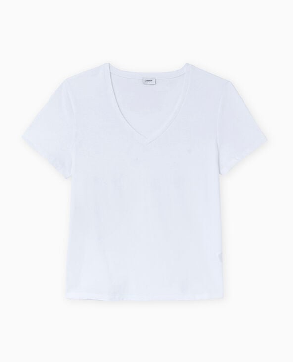 Pimkie T-shirt Col V Manches Courtes - Blanc