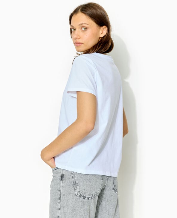 Pimkie T-shirt Col V Manches Courtes - Blanc