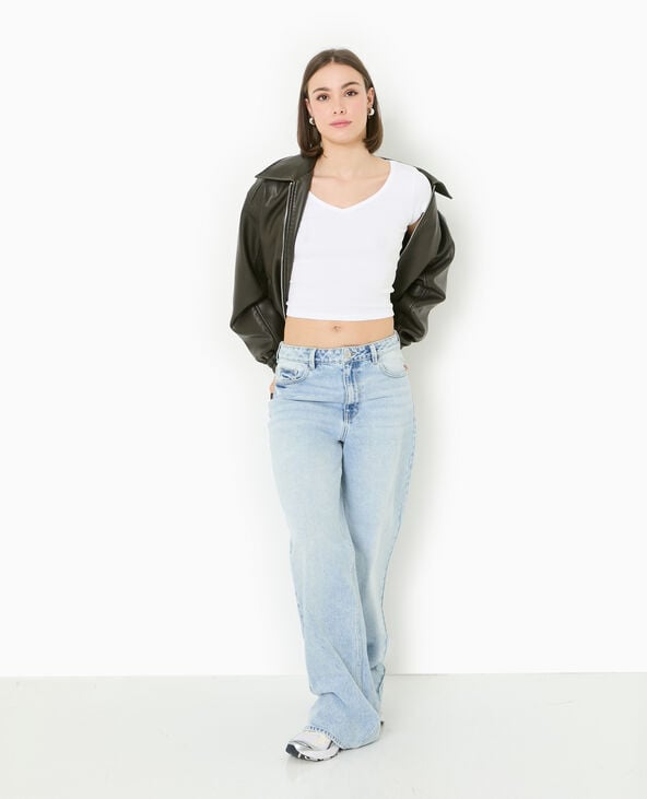 pimkie T-shirt court col V - Blanc