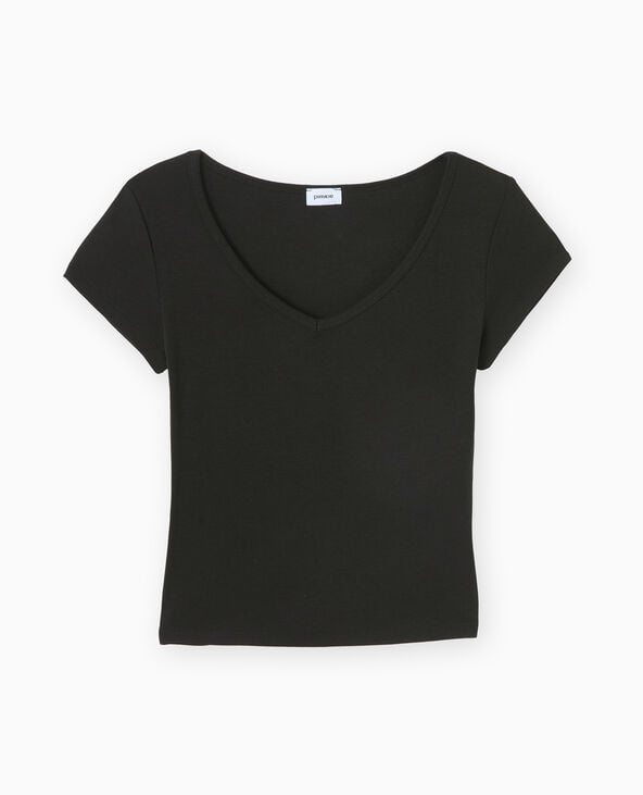 Pimkie T-shirt Court Col V - Noir