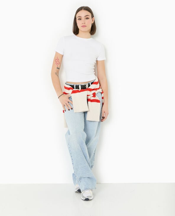 pimkie T-shirt court en maille côtelée - Blanc