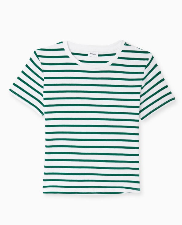 Pimkie T-shirt Court En Maille Côtelée Rayée - Vert