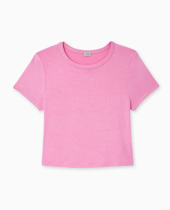 Pimkie T-shirt Court En Maille Fluide - Rose
