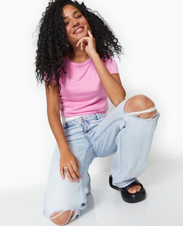 pimkie T-shirt court en maille fluide - Rose