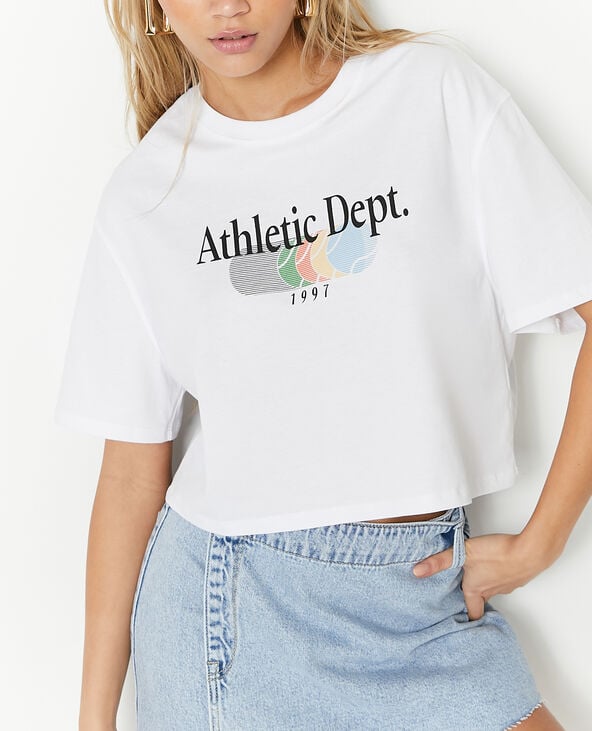 Pimkie T-shirt Cropped Avec Print Devant - Blanc