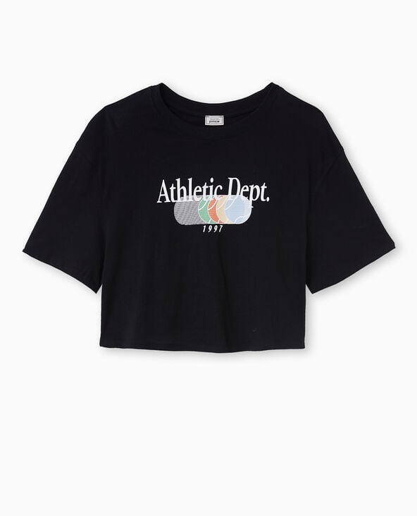 Pimkie T-shirt Cropped Avec Print Devant - Noir