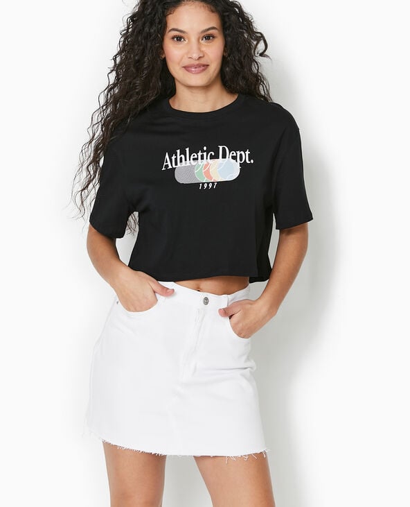 Pimkie T-shirt Cropped Avec Print Devant - Noir