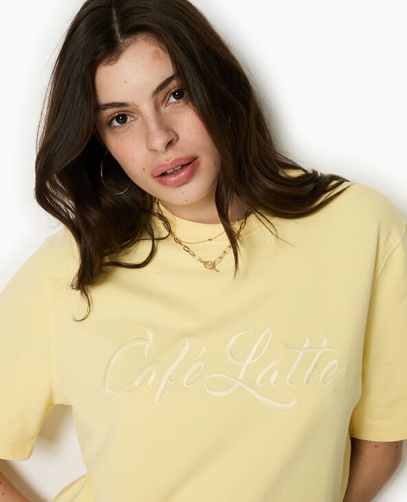 pimkie T-shirt épais avec broderie - Jaune pâle
