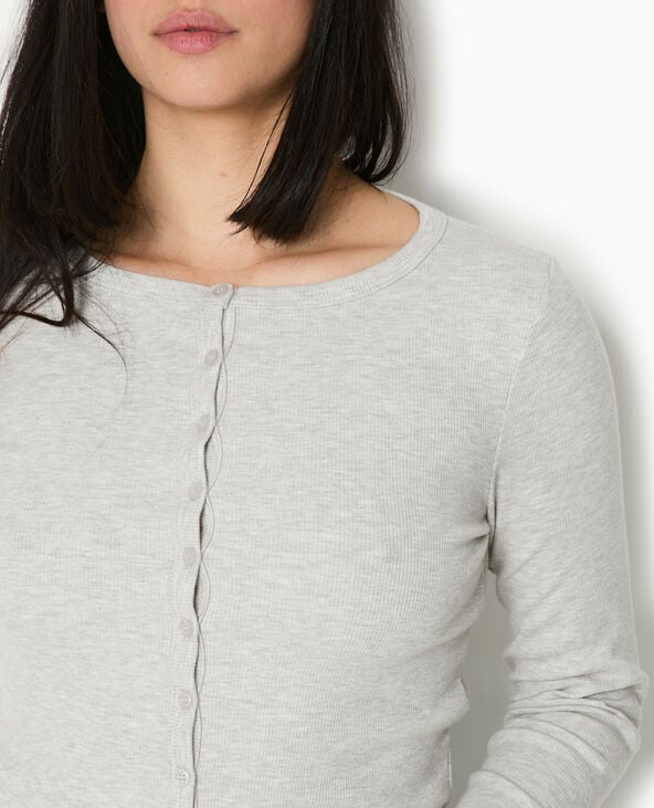 Pimkie T-shirt Gilet En Maille Côtelée - Gris Chiné