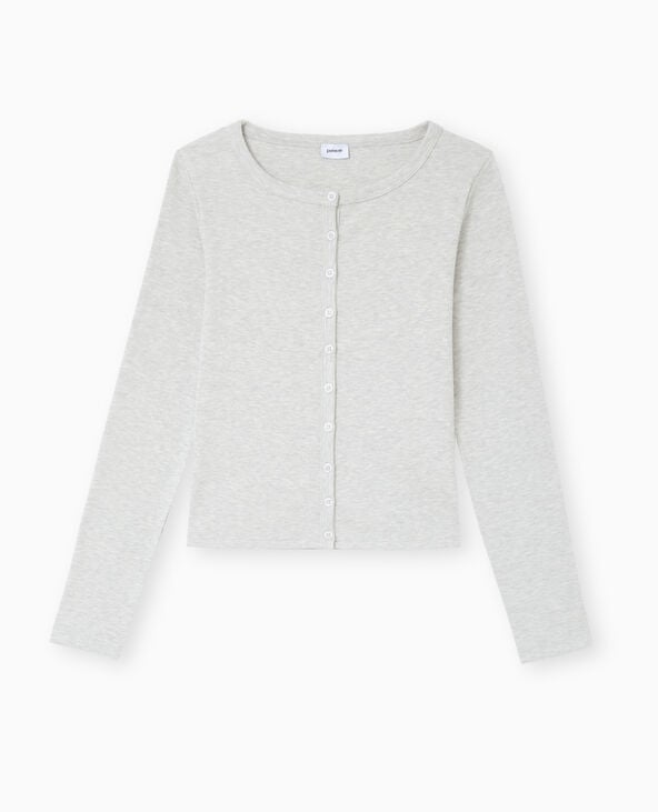 Pimkie T-shirt Gilet En Maille Côtelée - Gris Chiné