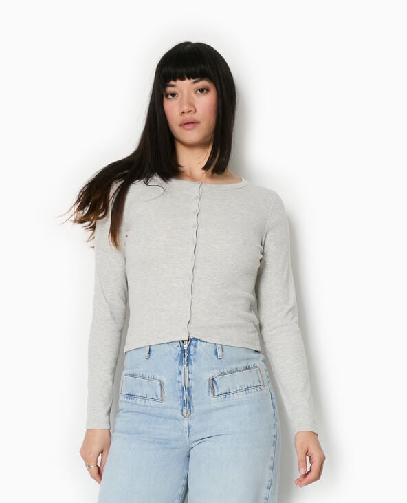 Pimkie T-shirt Gilet En Maille Côtelée - Gris Chiné