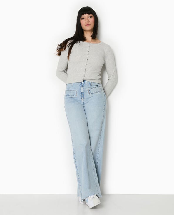 pimkie T-shirt gilet en maille côtelée - Gris chiné