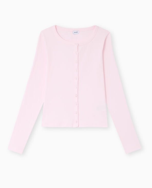Pimkie T-shirt Gilet En Maille Côtelée - Rose Clair