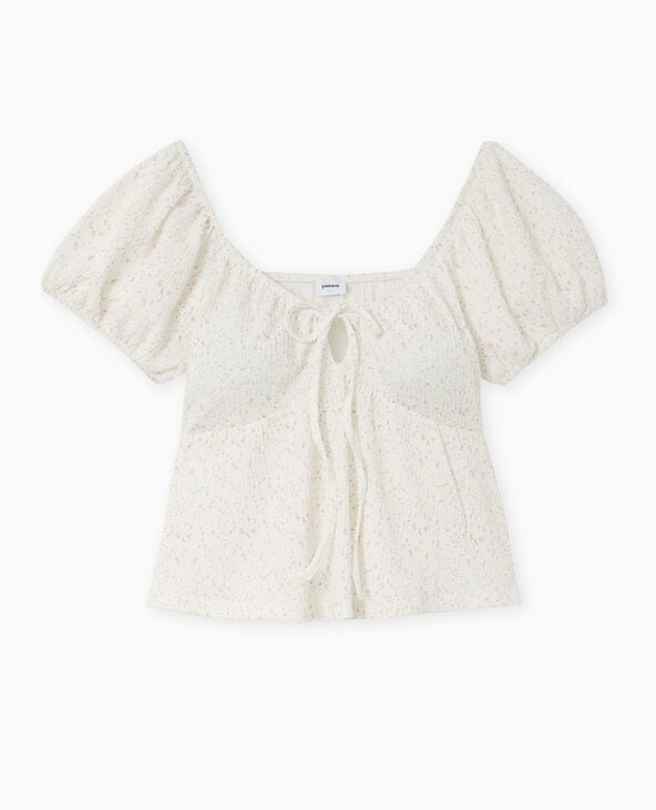 Pimkie T-shirt Manches Ballons Avec Nouette - Blanc