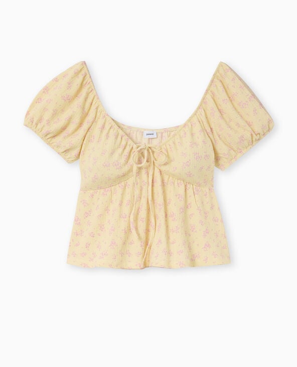 Pimkie T-shirt Manches Ballons Avec Nouette - Jaune