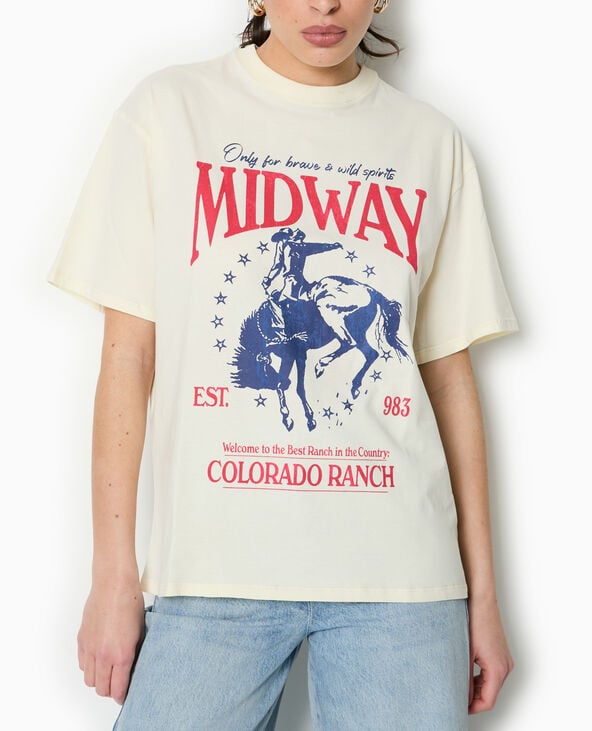 Pimkie T-shirt Oversize Avec Print Devant - Blanc