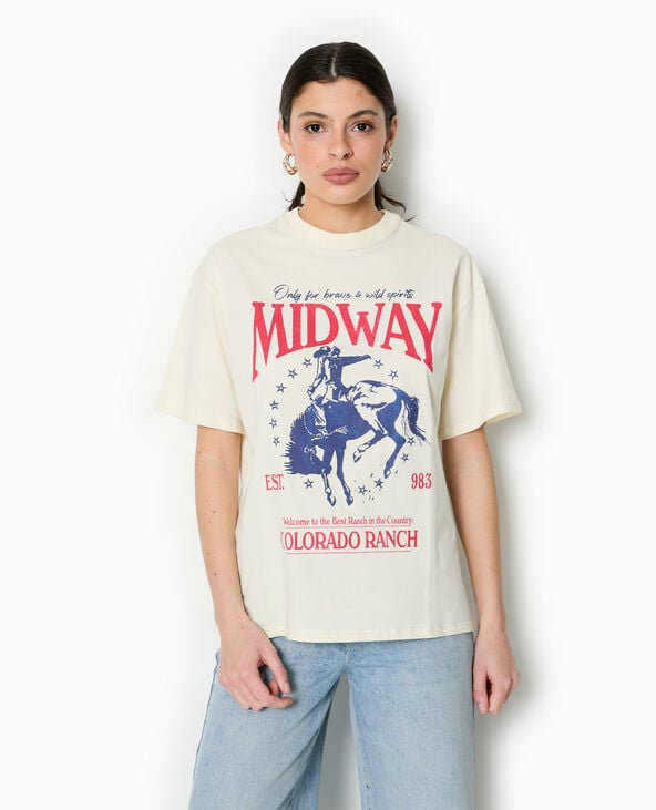 Pimkie T-shirt Oversize Avec Print Devant - Blanc