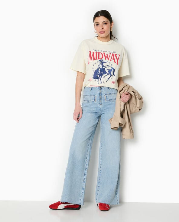 pimkie T-shirt oversize avec print devant - Blanc