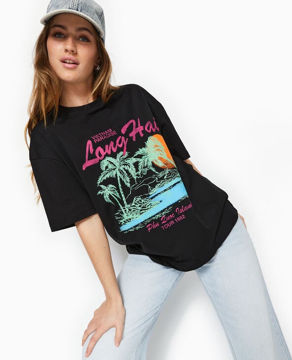 pimkie T-shirt oversize avec print devant - Noir