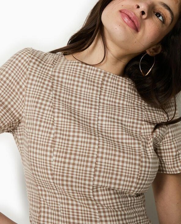 Pimkie Top à Basque Petits Carreaux - Beige
