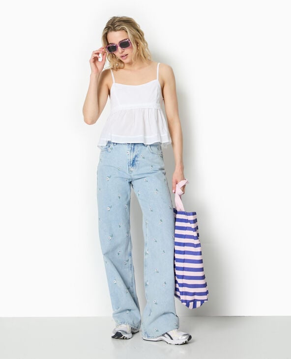 pimkie Top à bretelles avec volant - Blanc