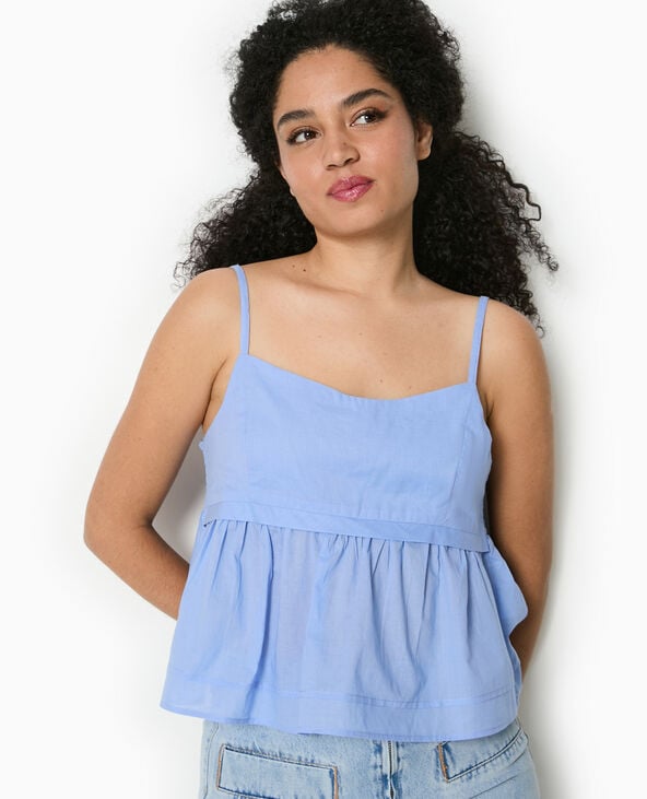 Pimkie Top à Bretelles Avec Volant - Bleu