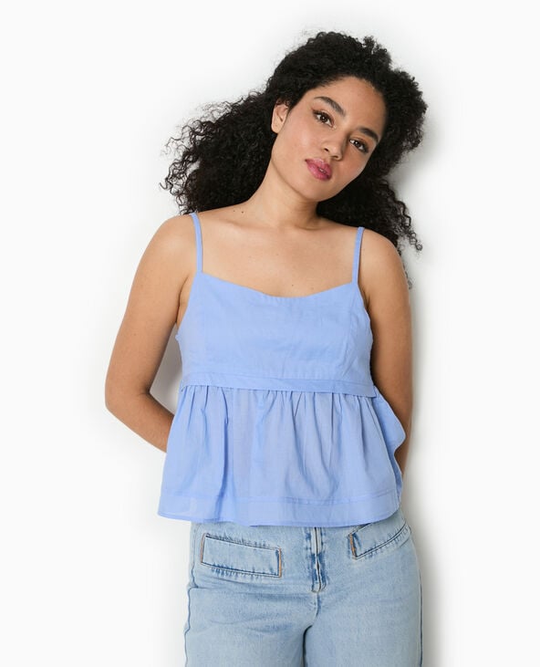 Pimkie Top à Bretelles Avec Volant - Bleu