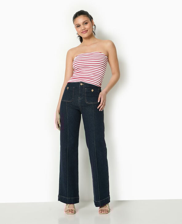 pimkie Top bandeau en maille côtelée rayée - Rouge