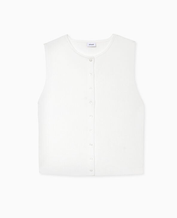 Pimkie Top Boutonné En Maille Fine - Blanc